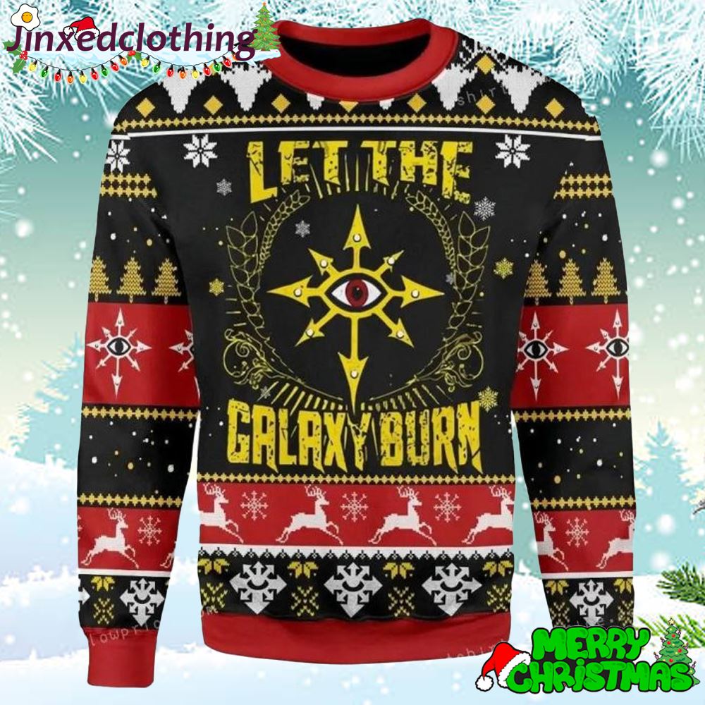 Merry Christmas Let The Galaxy Burn For Ugly Sweater Party For Unisex 